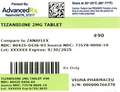 Tizanidine 2mg #90 (Tizanidine 2mg 80425 0436 03)